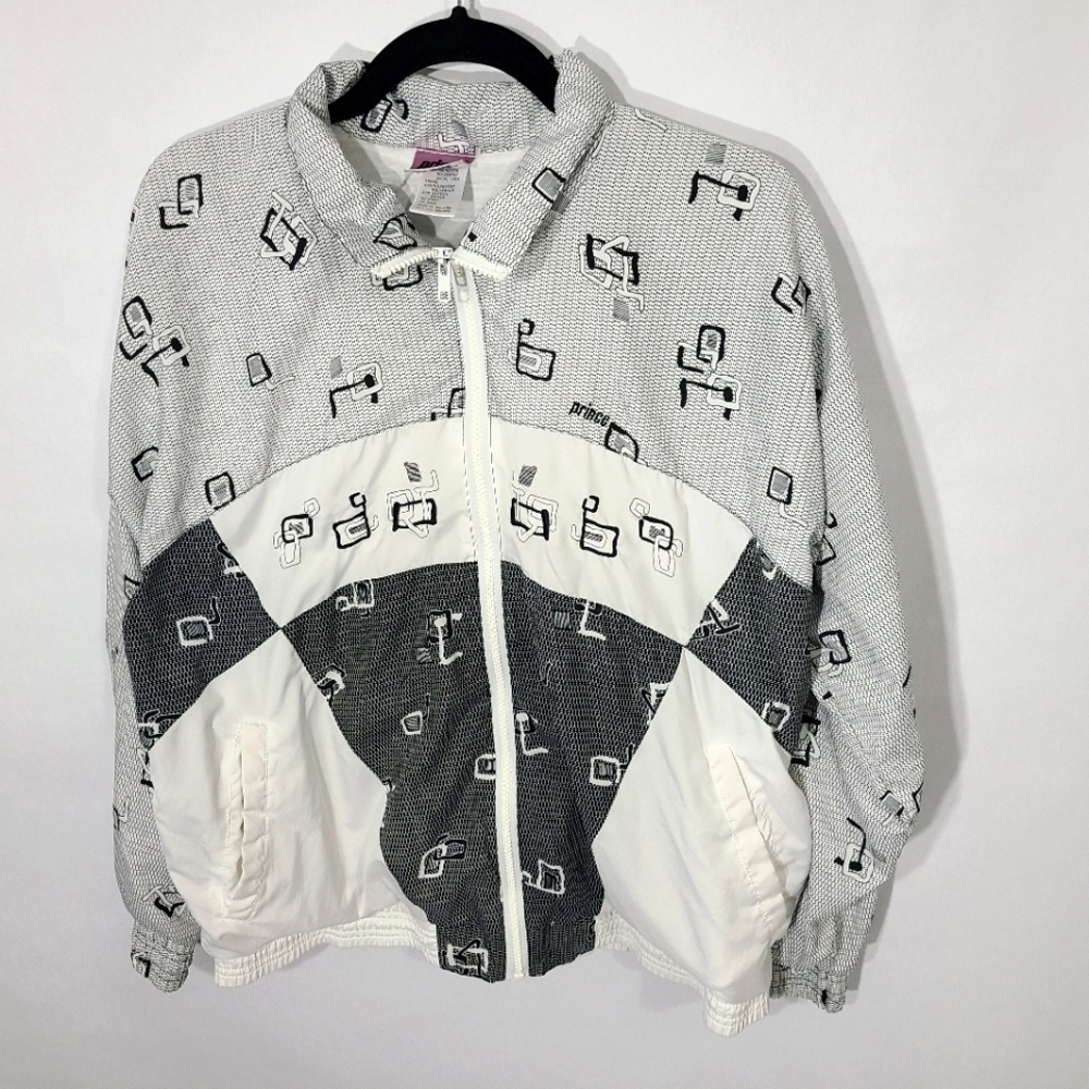Vintage 90's Prince‎ Sportswear Men's Small S Windbreaker White and Black Color